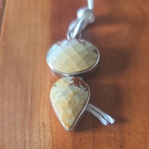 Elegant Sterling Silver and Tan Royal Emperial  Jasper Pendant Necklace.